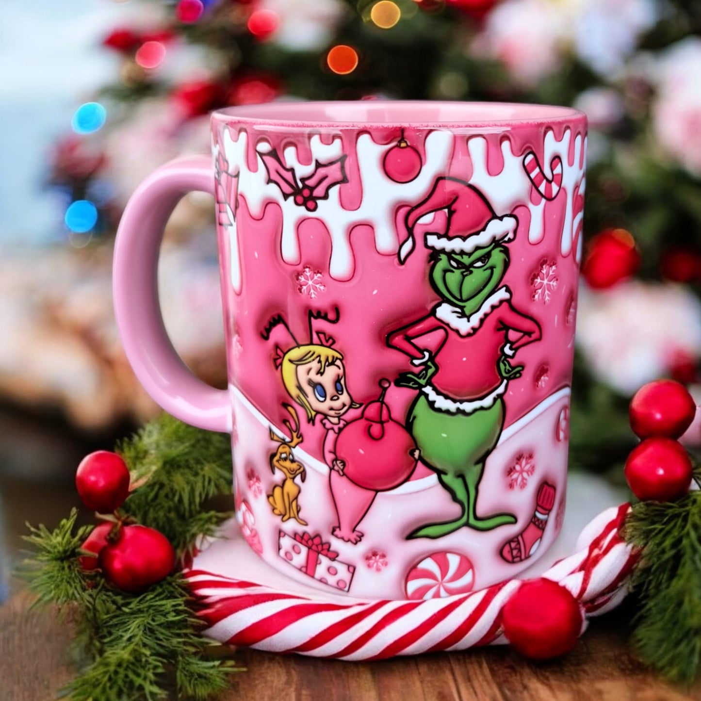 Grinch ve Cindy Yılbaşı Hediyelik Tasarım Kupa-Doğum Günü-Arkadaş-Sevgili Hediyelik Kupa Bardak