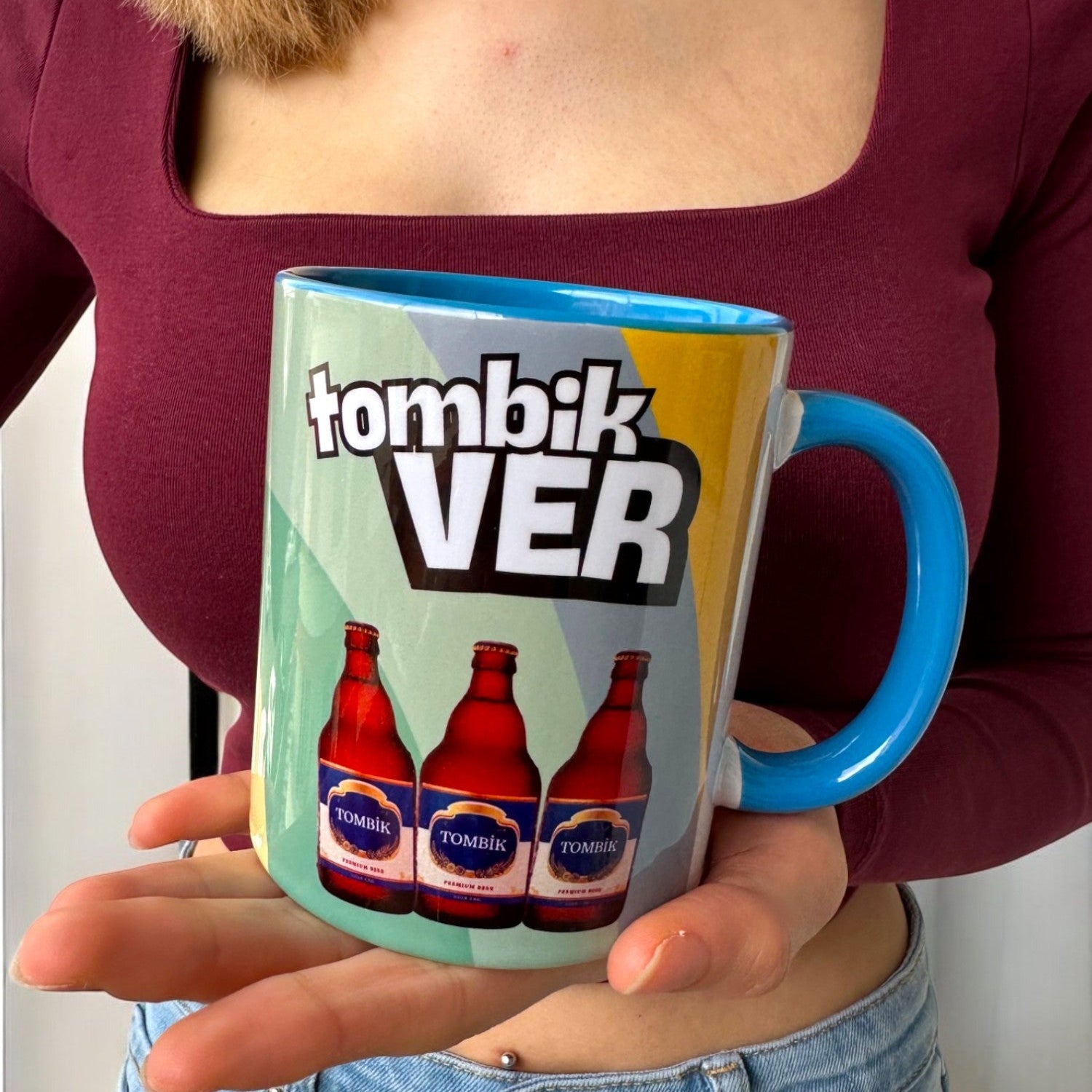 Tombik Ver Hediyelik Tasarım Kupa, Doğum Günü Hediye Porselen Renkli Kupa Bardak