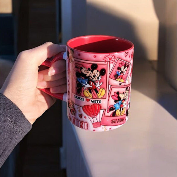 Sevgililer Günü İsim Yazılabilir Mickey&Minnie Tasarım Kaliteli Porselen Kupa -Hediyelik Kupa Bardak