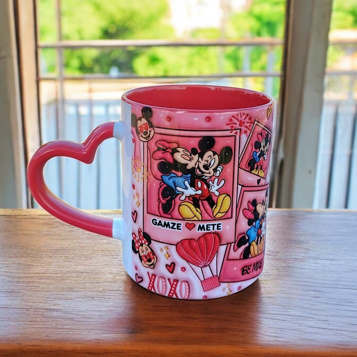 Sevgililer Günü İsim Yazılabilir Mickey&Minnie Tasarım Kaliteli Porselen Kupa -Hediyelik Kupa Bardak