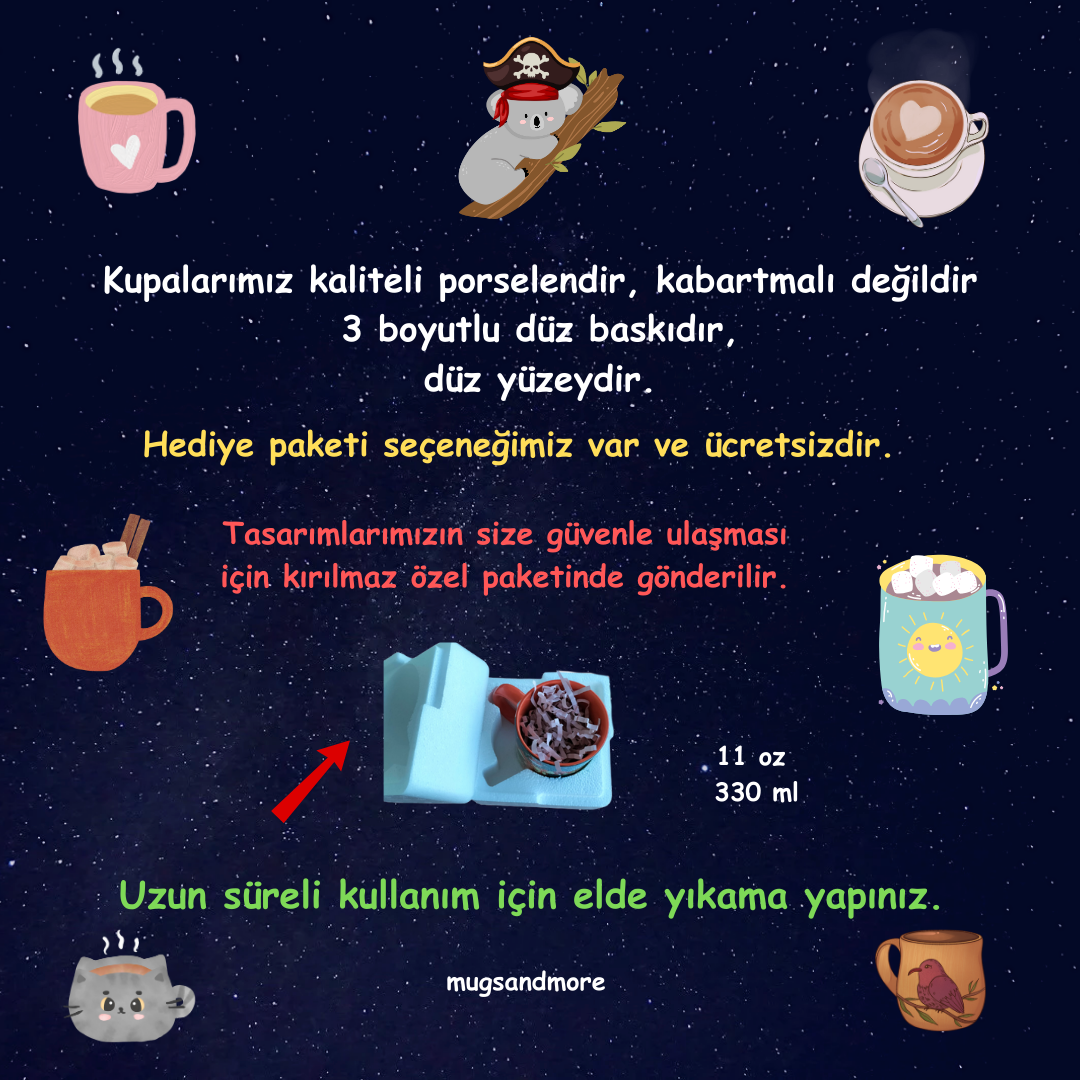 Sevgili Hediye Kalp Kulplu Winnie The Pooh Hediyelik Kupa - Kaliteli Porselen Kupa