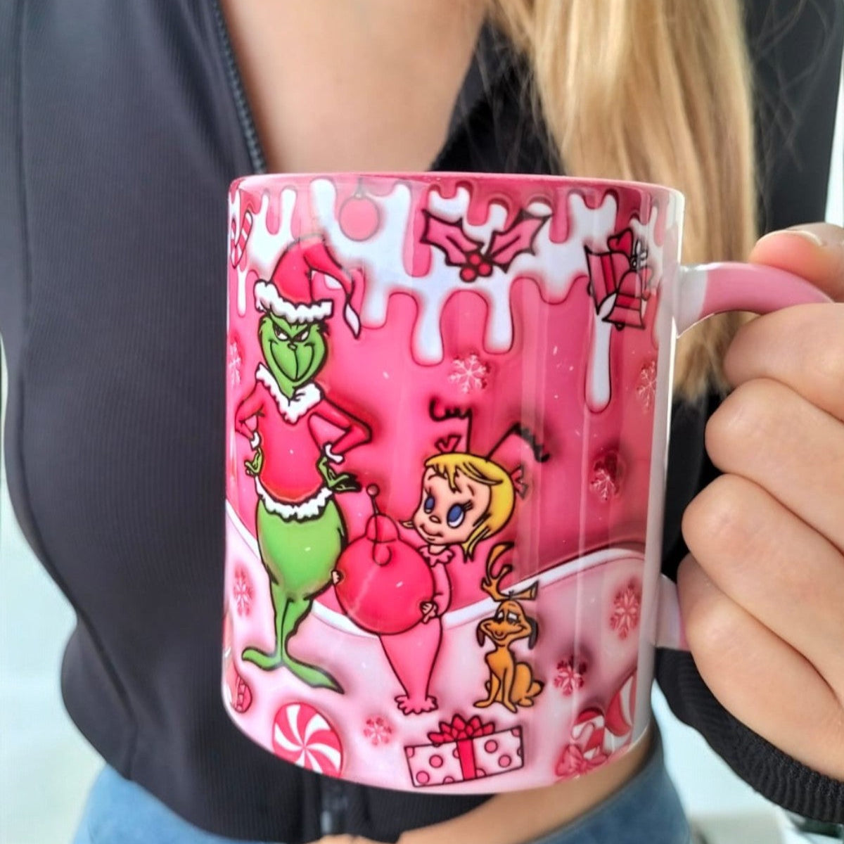 Grinch ve Cindy Yılbaşı Hediyelik Tasarım Kupa-Doğum Günü-Arkadaş-Sevgili Hediyelik Kupa Bardak