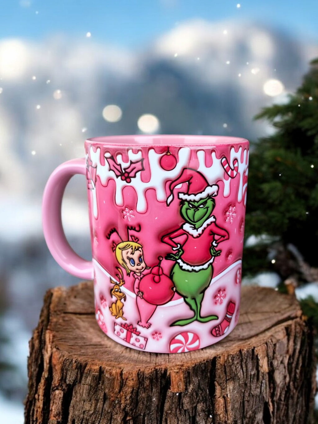 Grinch ve Cindy Yılbaşı Hediyelik Tasarım Kupa-Doğum Günü-Arkadaş-Sevgili Hediyelik Kupa Bardak