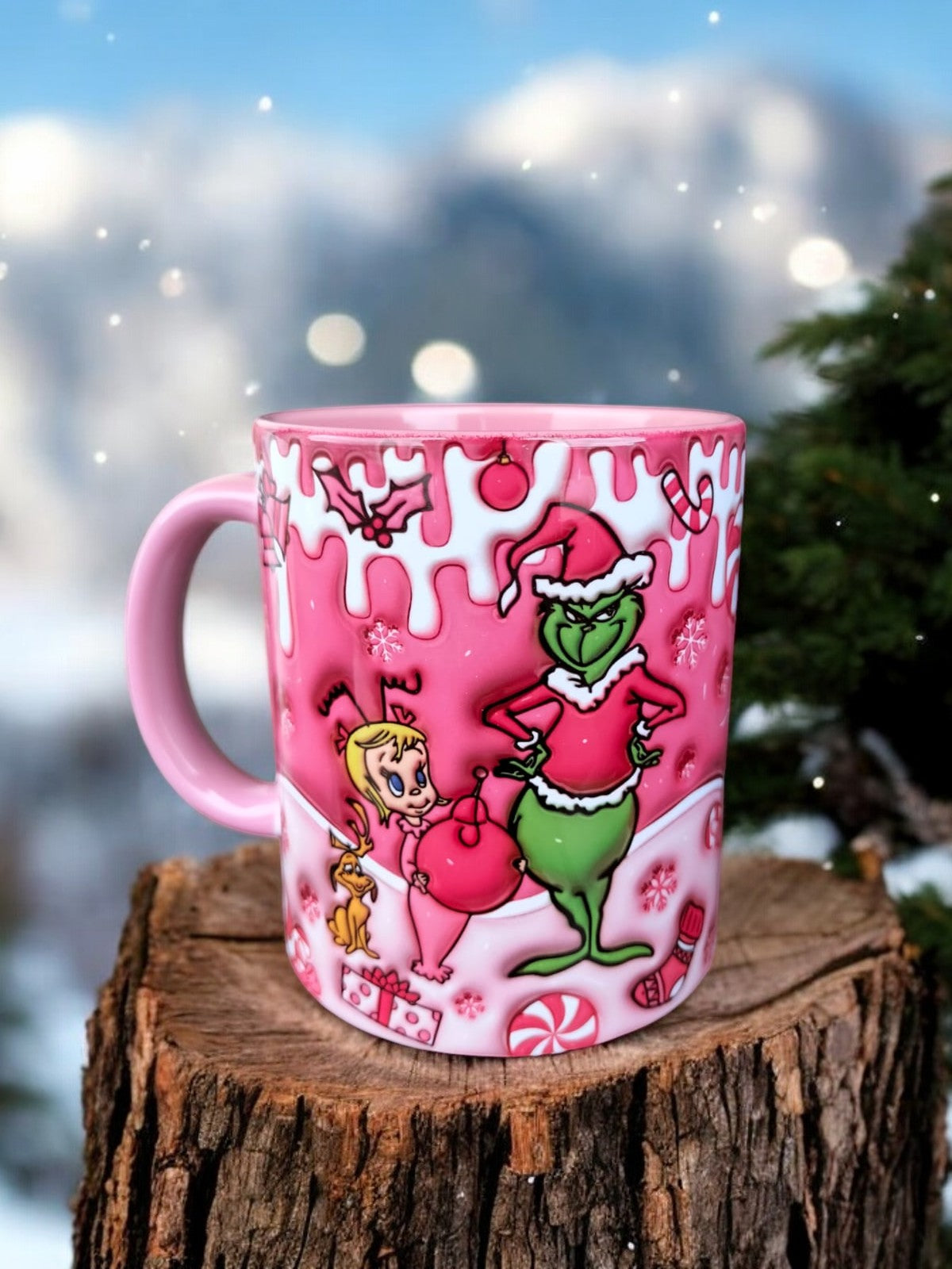 Grinch ve Cindy Yılbaşı Hediyelik Tasarım Kupa-Doğum Günü-Arkadaş-Sevgili Hediyelik Kupa Bardak