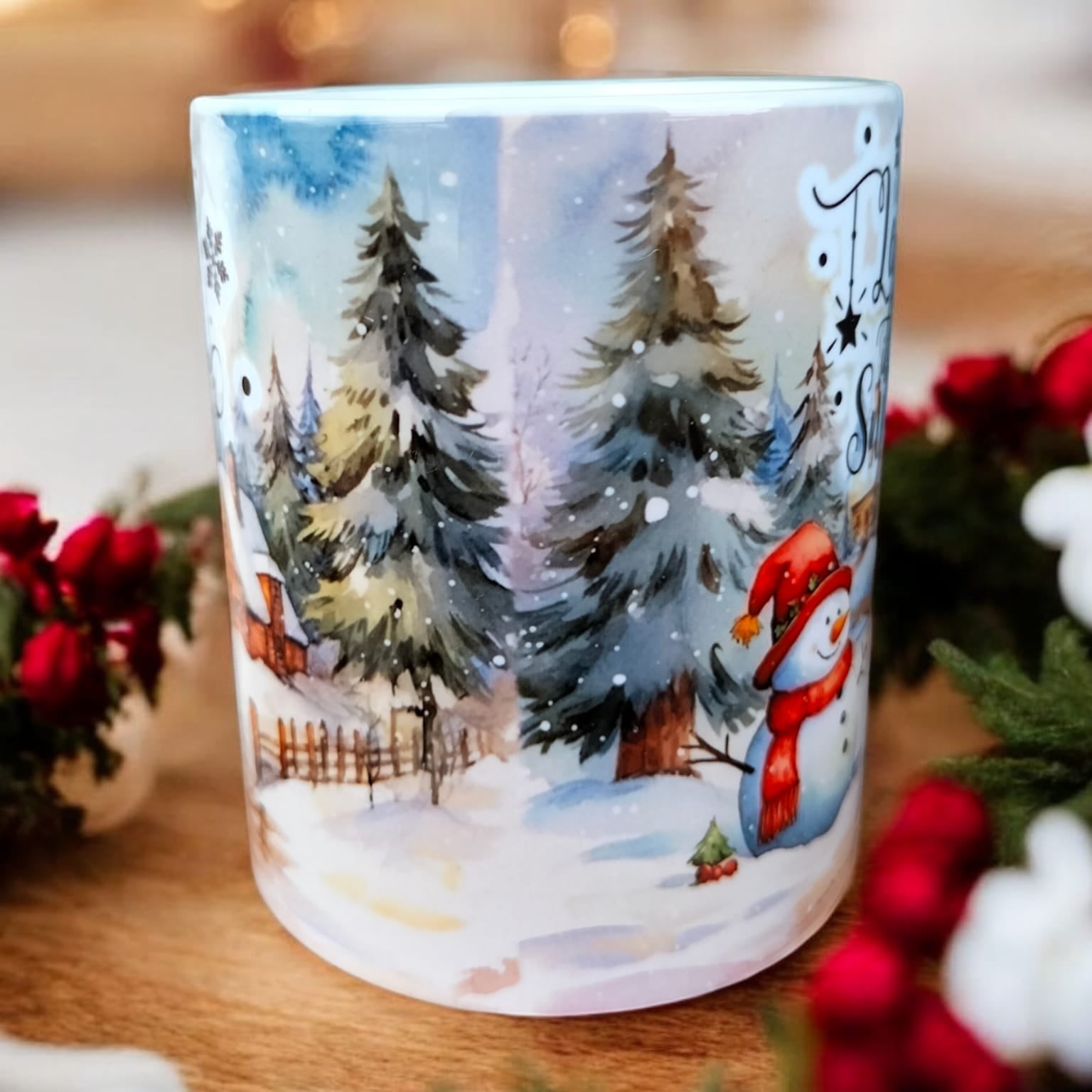 Let it snow Yılbaşı Tasarım Kupa Bardak-Yılbaşı Hediyelik Kupa Bardak-Ev Ofis Kupası