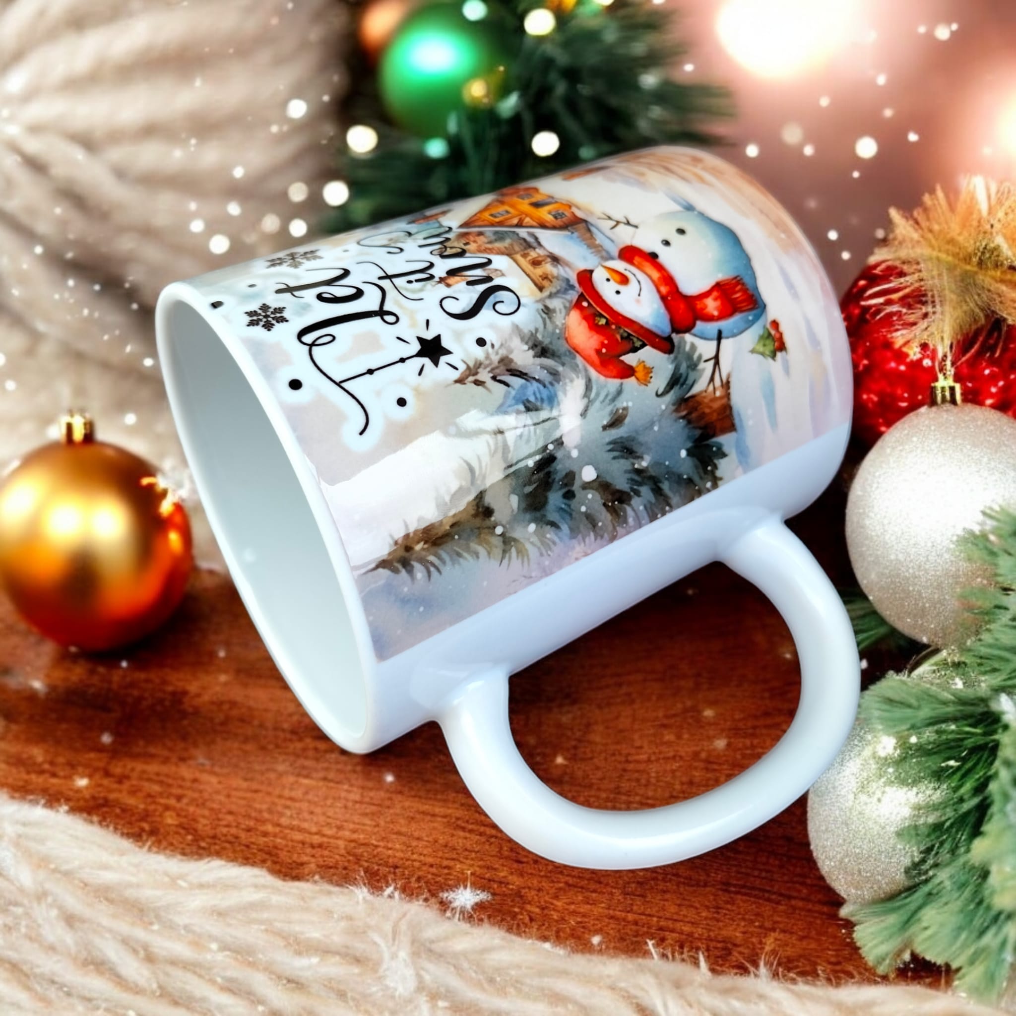 Let it snow Yılbaşı Tasarım Kupa Bardak-Yılbaşı Hediyelik Kupa Bardak-Ev Ofis Kupası