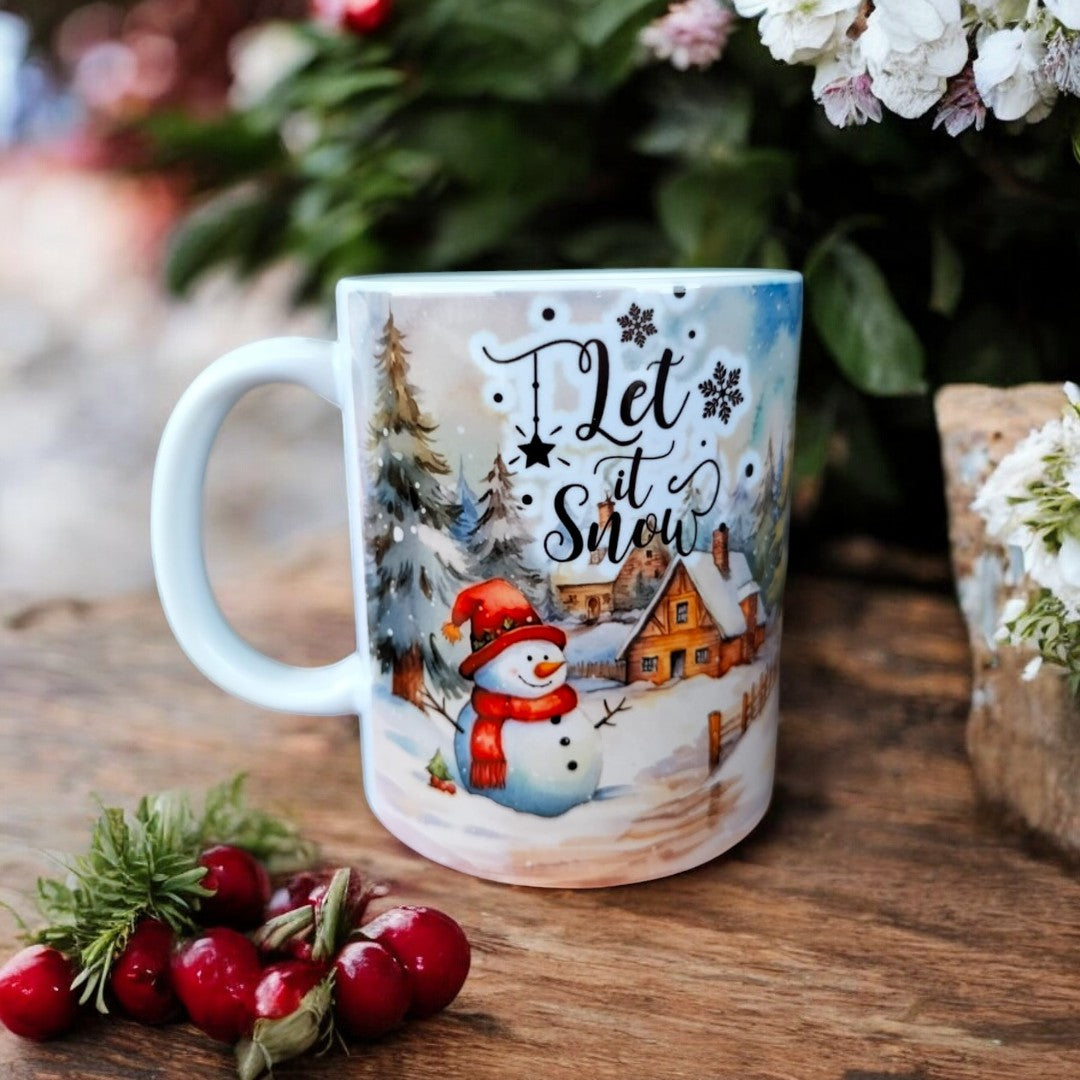 Let it snow Yılbaşı Tasarım Kupa Bardak-Yılbaşı Hediyelik Kupa Bardak-Ev Ofis Kupası