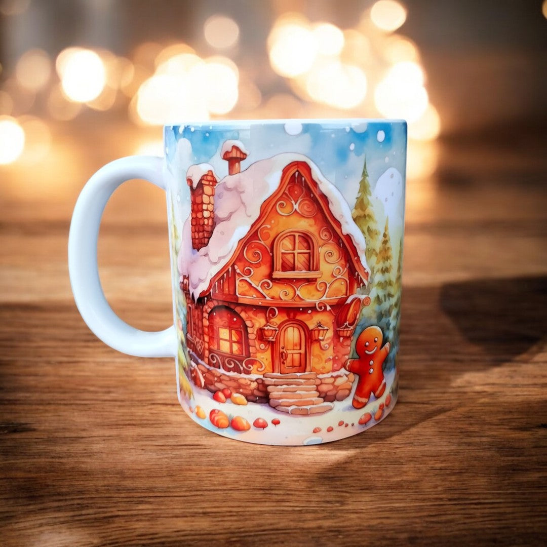 Kurabiye Ev Adam Tasarım Kupa-Gingerbread Yılbaşı Hediyelik Kupa Bardak