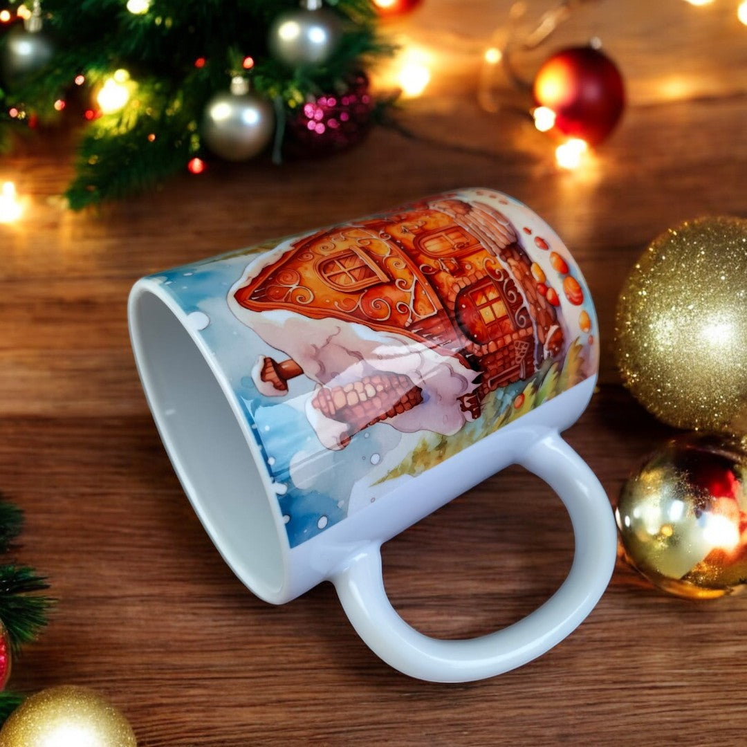 Kurabiye Ev Adam Tasarım Kupa-Gingerbread Yılbaşı Hediyelik Kupa Bardak
