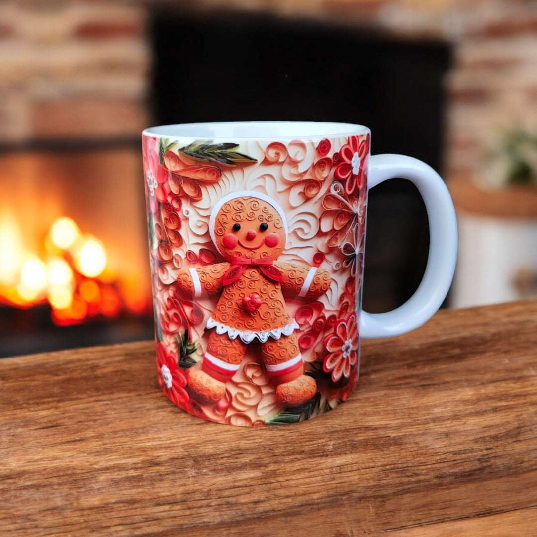 Gingerbread Kurabiye Tasarımlı Yılbaşı Kupası-Hediyelik Kupa Bardak