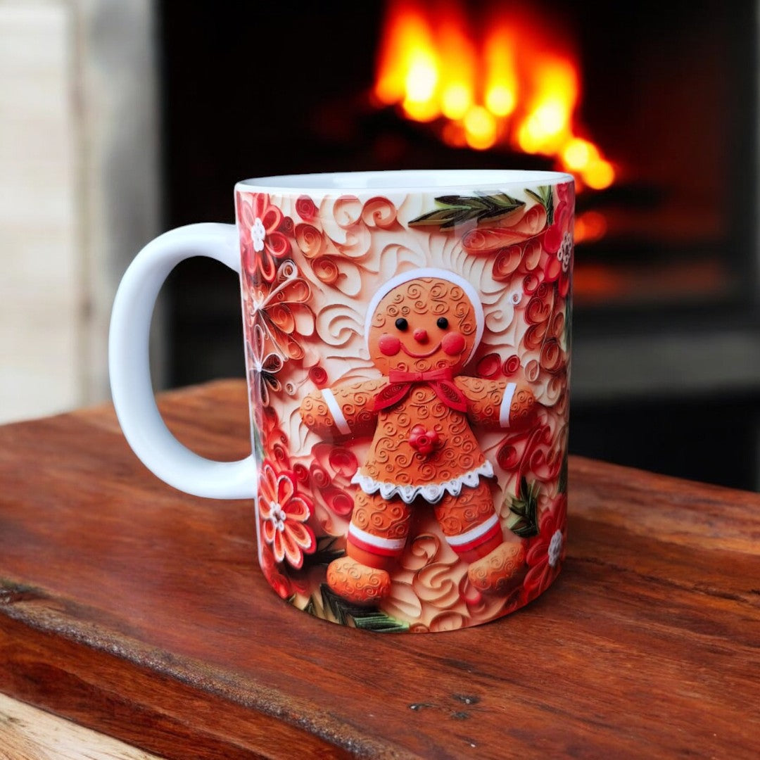 Gingerbread Kurabiye Tasarımlı Yılbaşı Kupası-Hediyelik Kupa Bardak