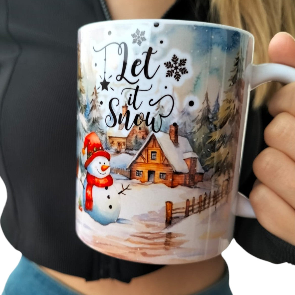 Let it snow Yılbaşı Tasarım Kupa Bardak-Yılbaşı Hediyelik Kupa Bardak-Ev Ofis Kupası