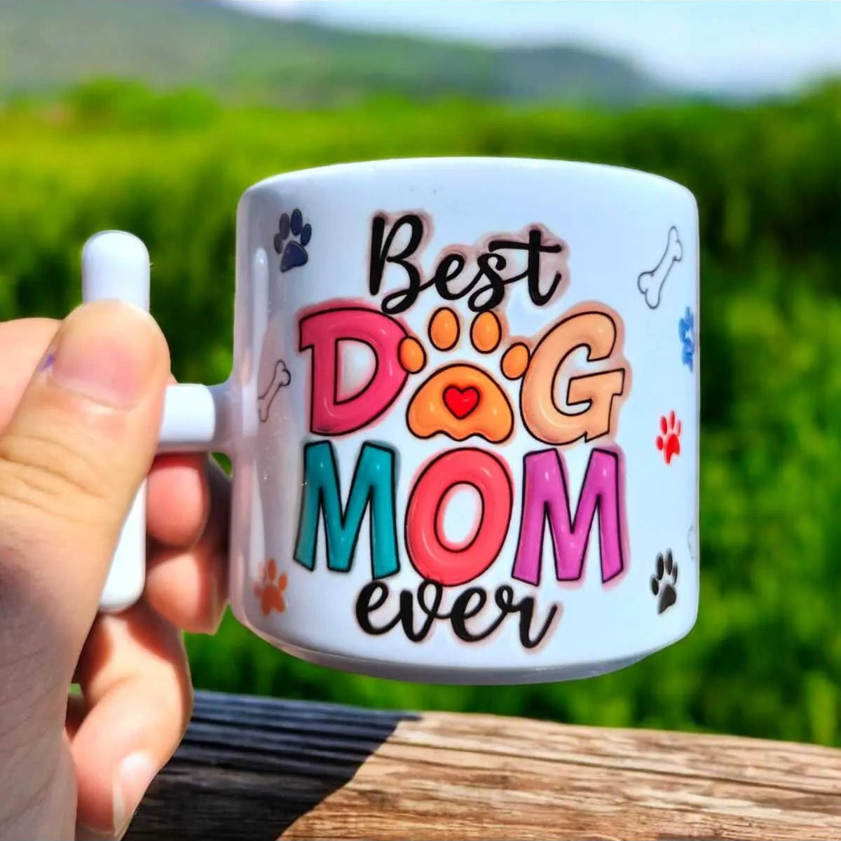 İsim Yazılabilir Dog Mom Tasarım T Kupa-Köpek Annesi Baskılı Hediyelik Porselen Tasarım Kupa