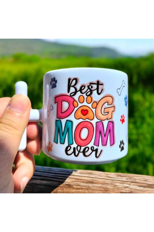 İsim Yazılabilir Dog Mom Tasarım T Kupa-Köpek Annesi Baskılı Hediyelik Porselen Tasarım Kupa