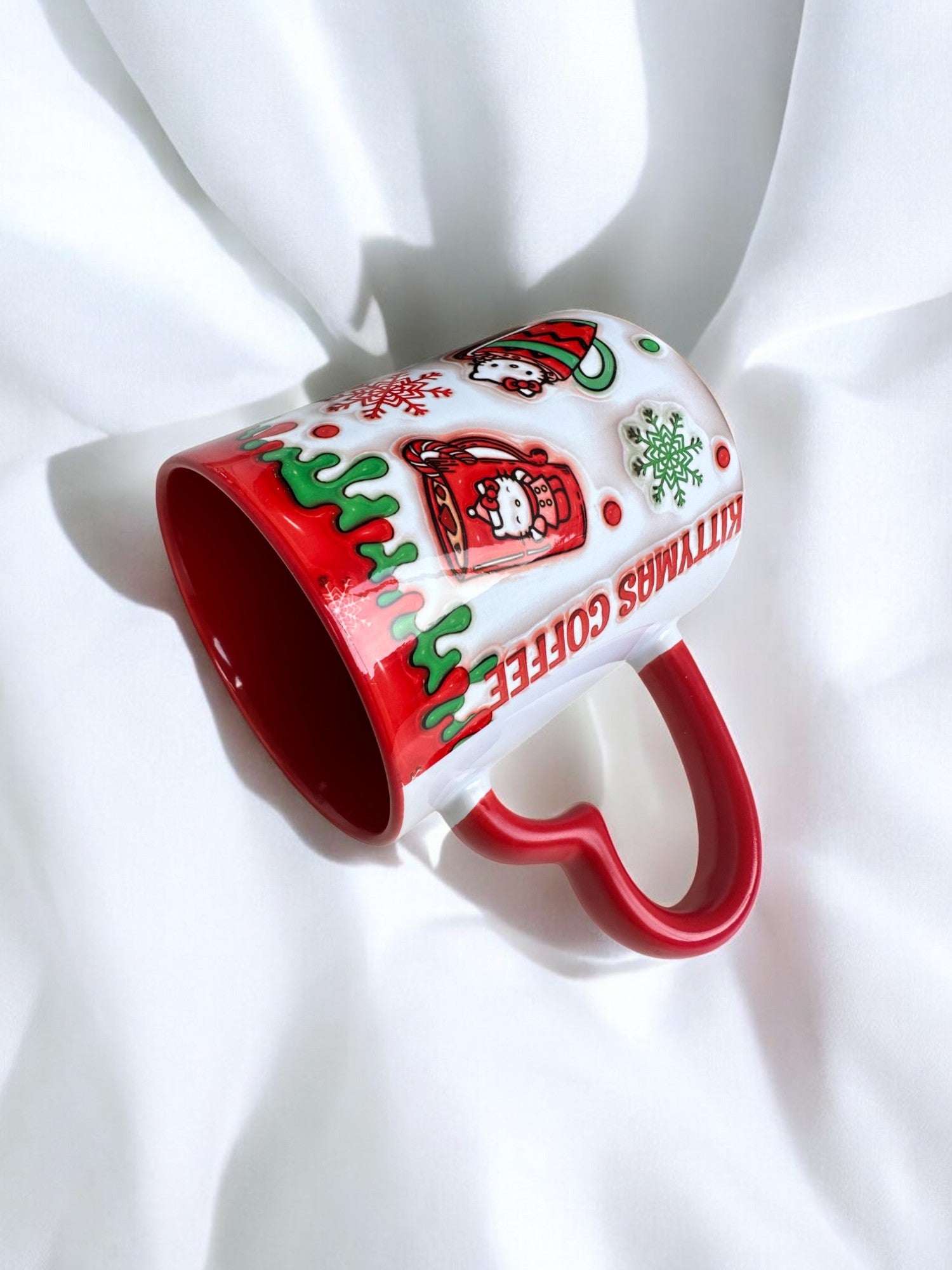 Hello Kitty Kaliteli Hediyelik Porselen Renkli Canlı çay Kahve Kalp Kulplu Kupa Bardak