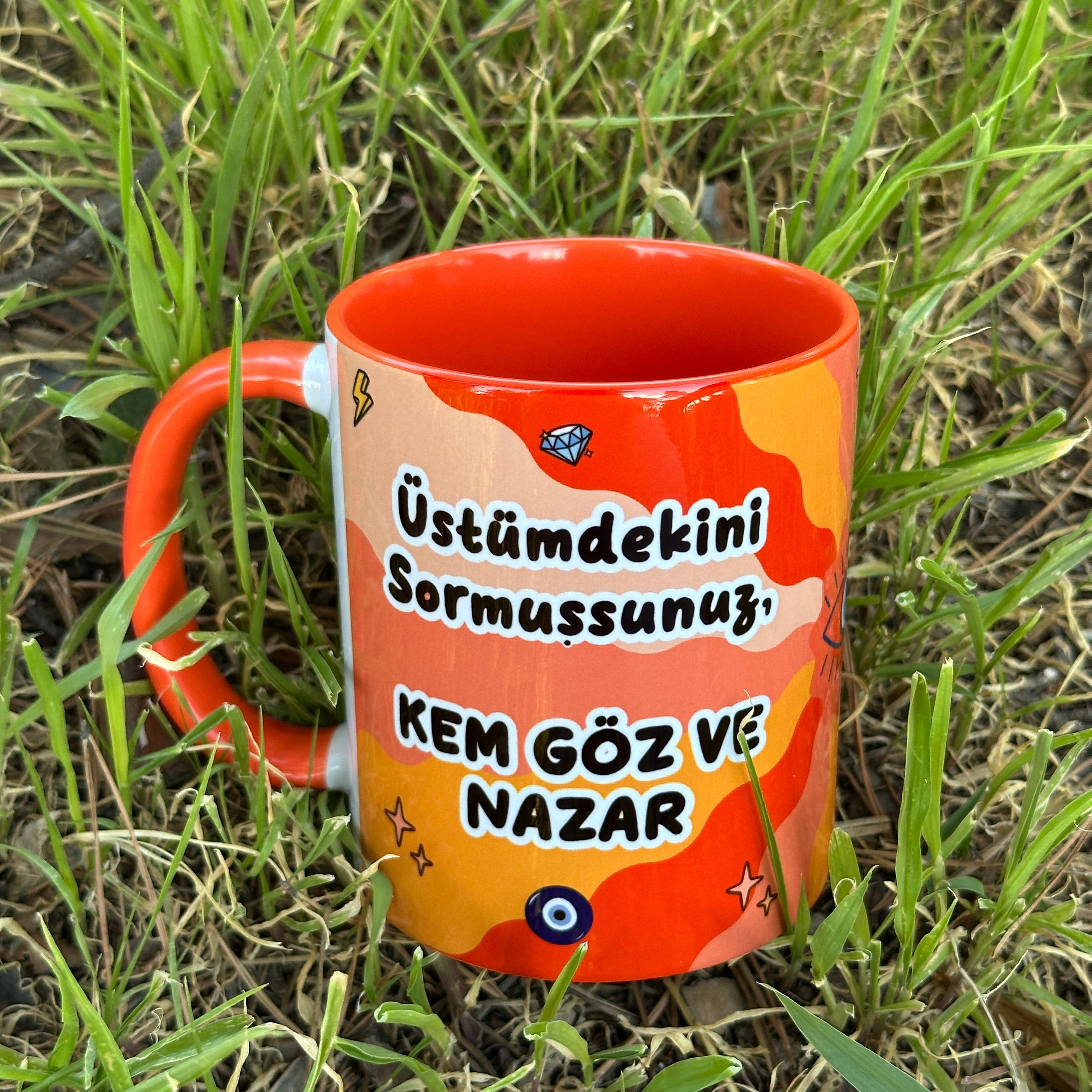 Üstümdekini Sormuşsunuz, Kem Göz ve Nazar Kaliteli Porselen Kupa Bardak