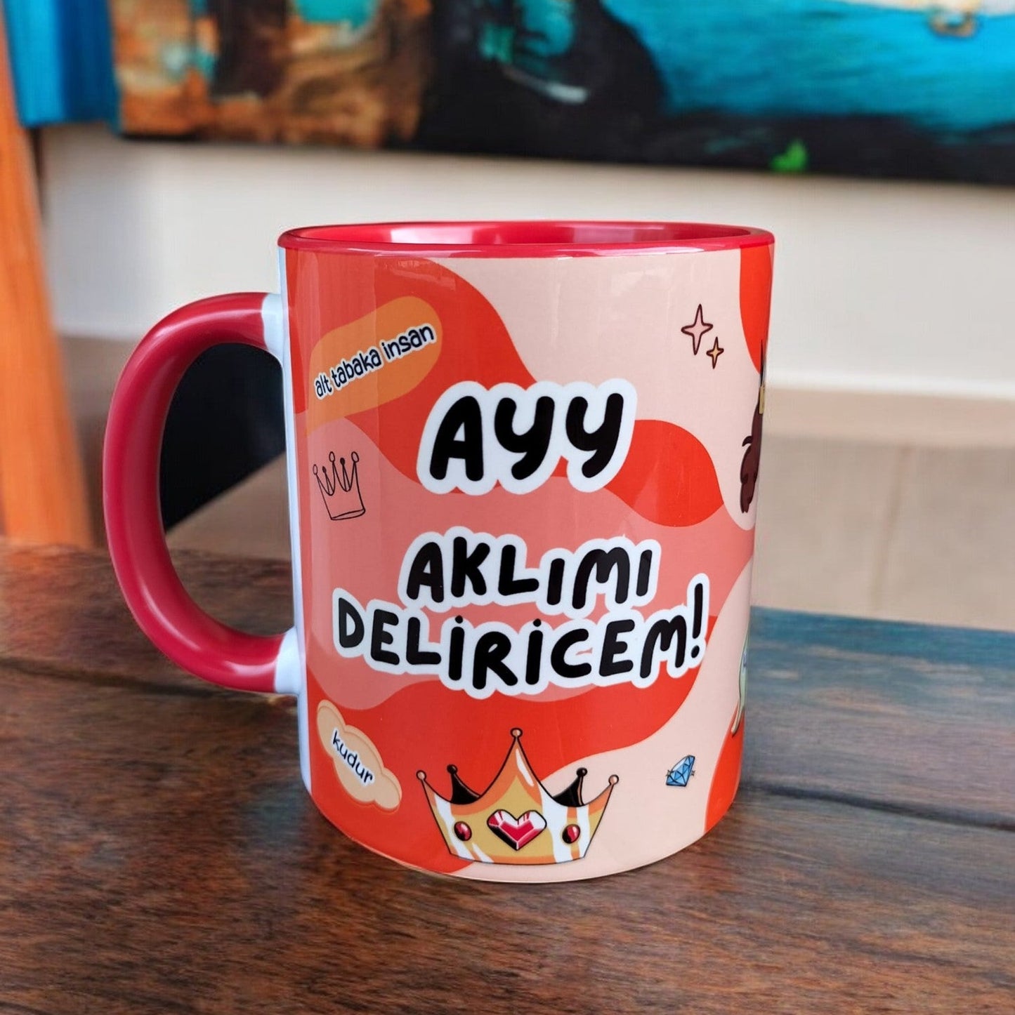 Prens AYY Aklımı Deliricem Ev-Ofis-Hediyelik Porselen Kupa Bardak-Renkli Doğum Günü Hediyesi Kupa