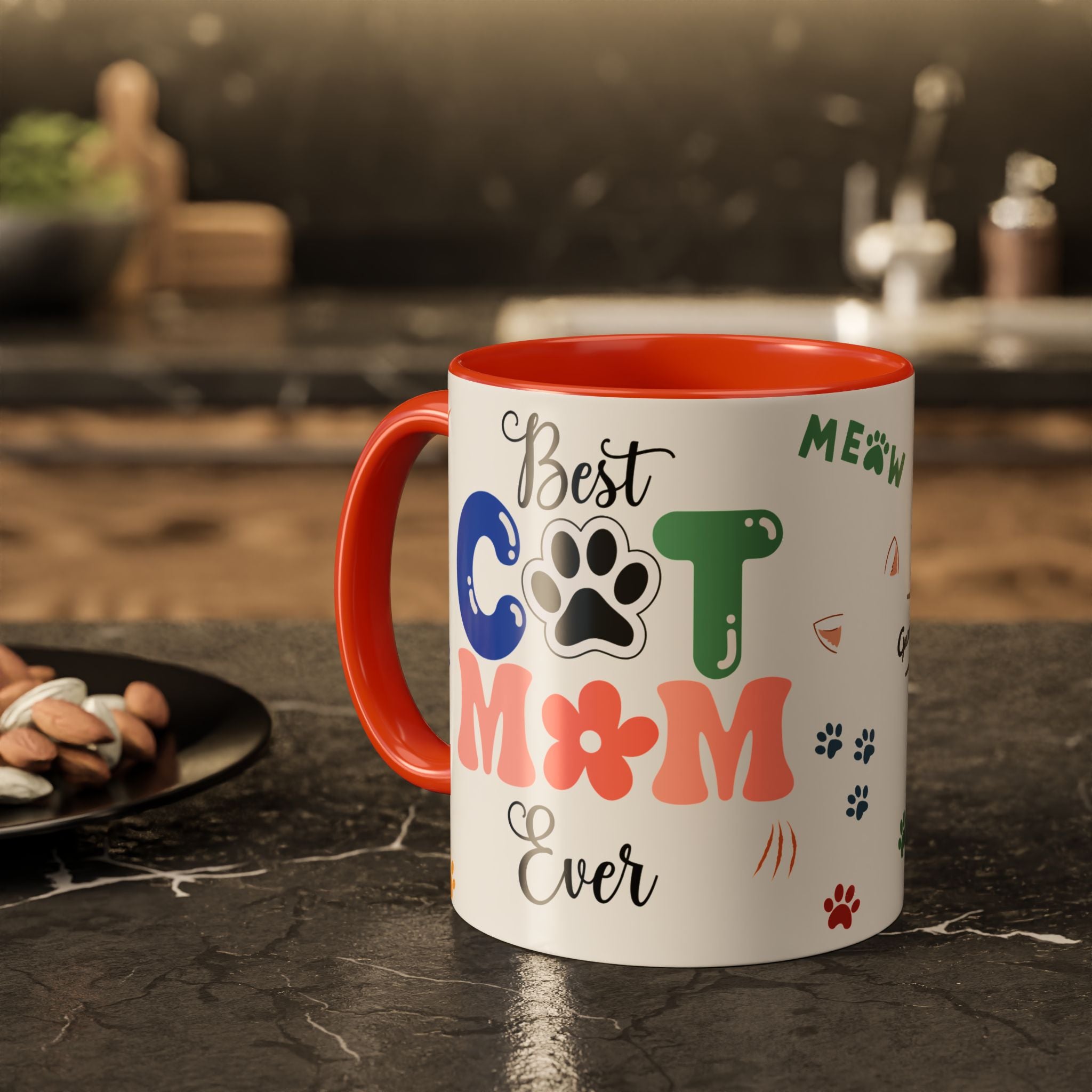 Cat Mom-Kedi Annesi Kaliteli Porselen İsim Yazılabilir Kupa Bardak