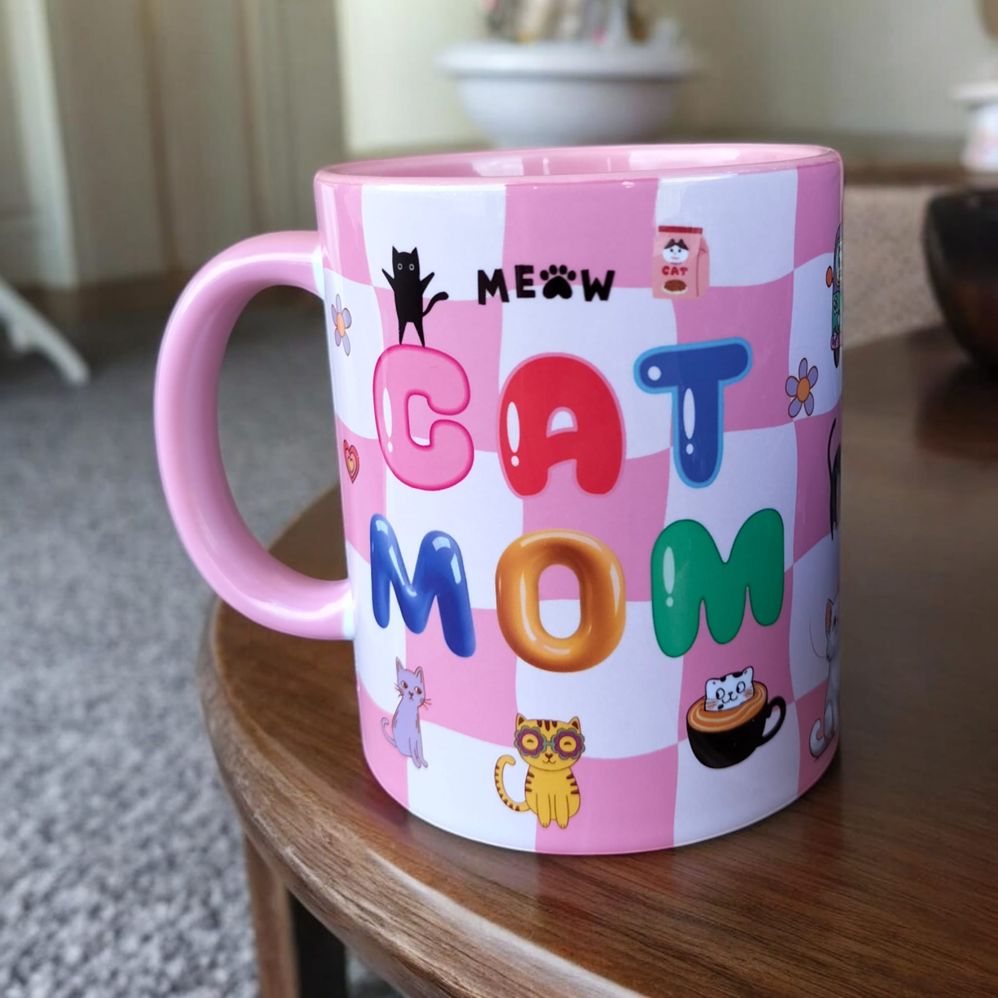 Cat Mom Tasarım Hediyelik Kupa Bardak-Doğum Günü Hediyesi Kupa