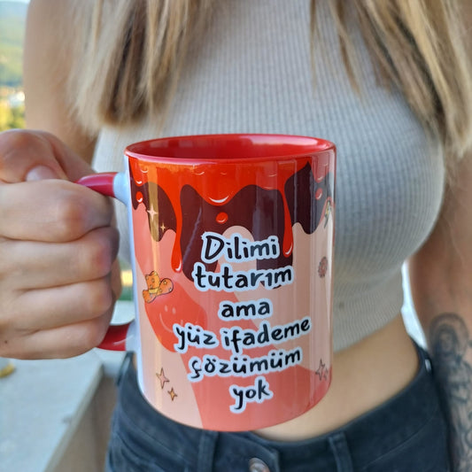 Dilimi Tutarım Ama Yüz İfademe Çözümüm Yok Tasarım Ev-Ofis Kupası-Hediyelik Kupa Bardak
