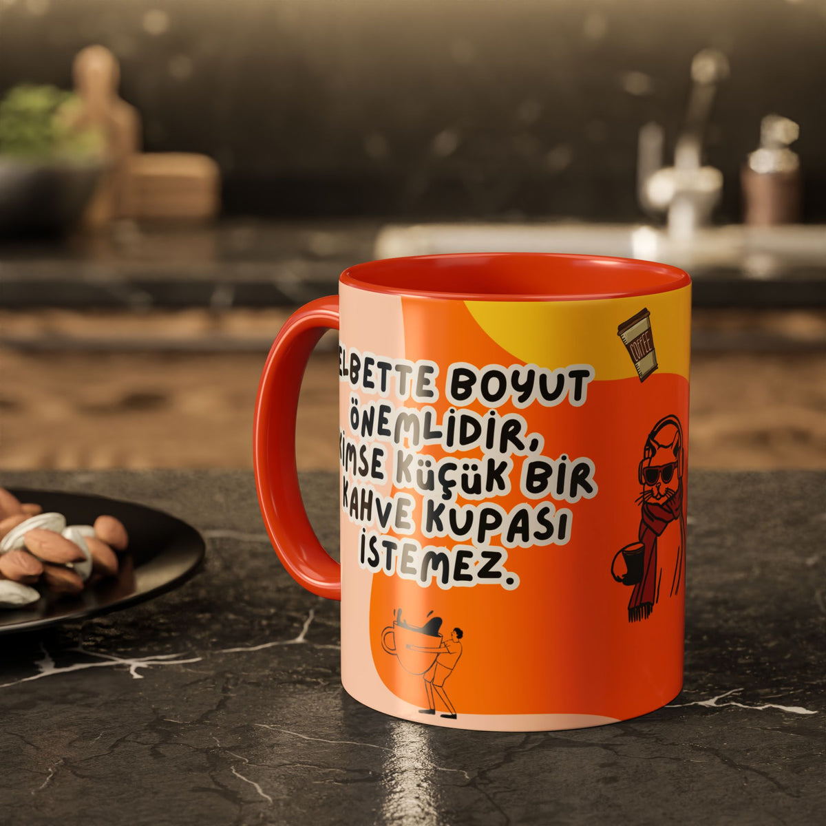Elbette Boyut Önemlidir  – Yazılı Kahve Kupa Bardak