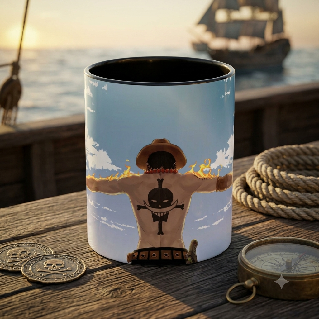 One Piece Portgas D. Ace Kupa – Premium Porselen, Canlı Kalıcı Baskı 🔥🏴‍☠️