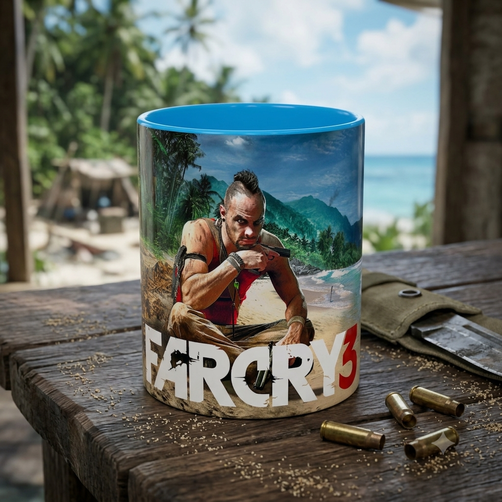 Far Cry 3 Gamer Kupa – Premium Porselen, Canlı Kalıcı Baskı 🏝️🔥