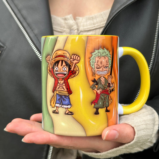 Luffy ve Zoro Kaliteli Porselen Hediyelik Kupa Bardak-Ev Ofis Çay Kahve Doğum Günü Hediyelik Kupa