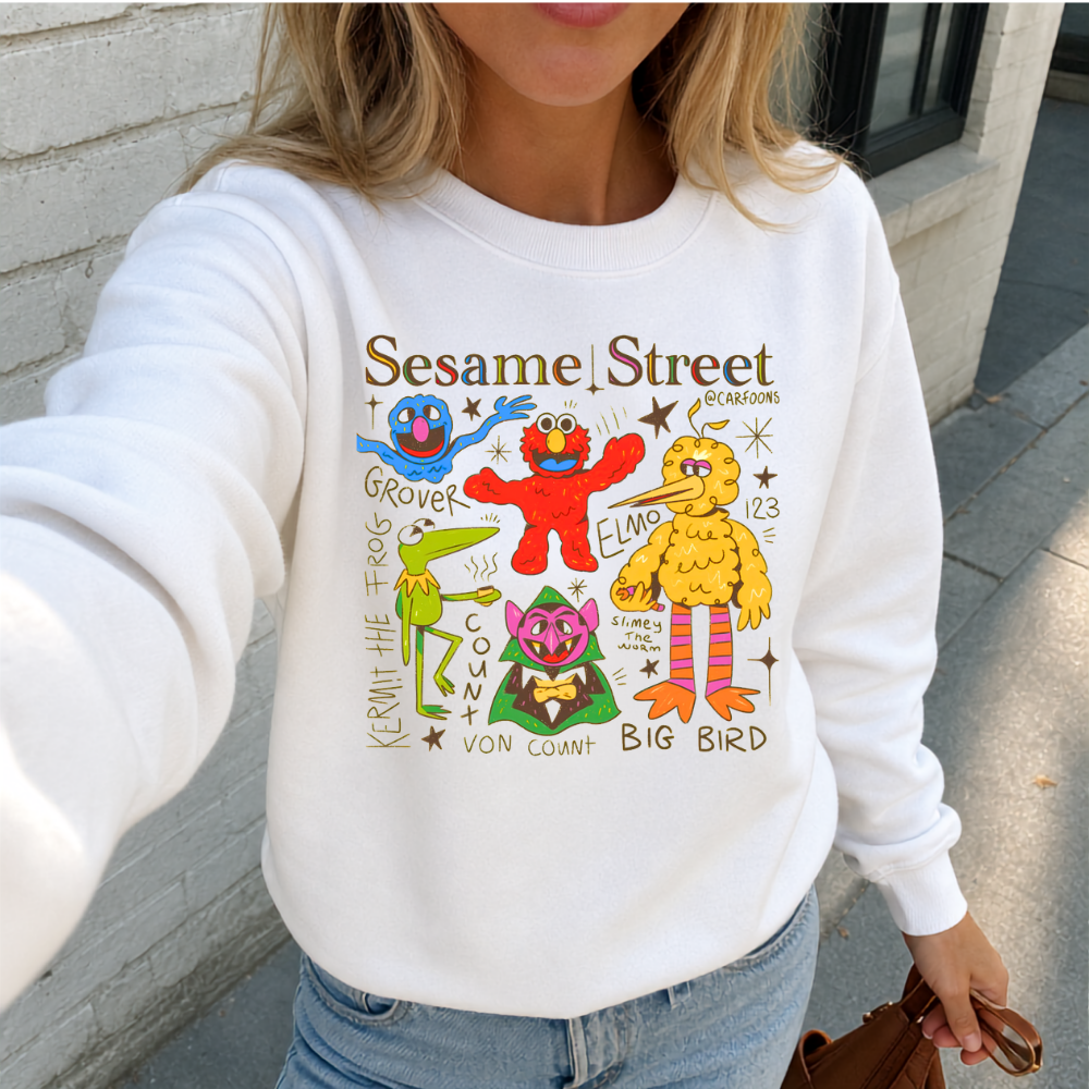 Susam Sokağı Hoodie – Sesame Street Baskılı Oversize Sweatshirt