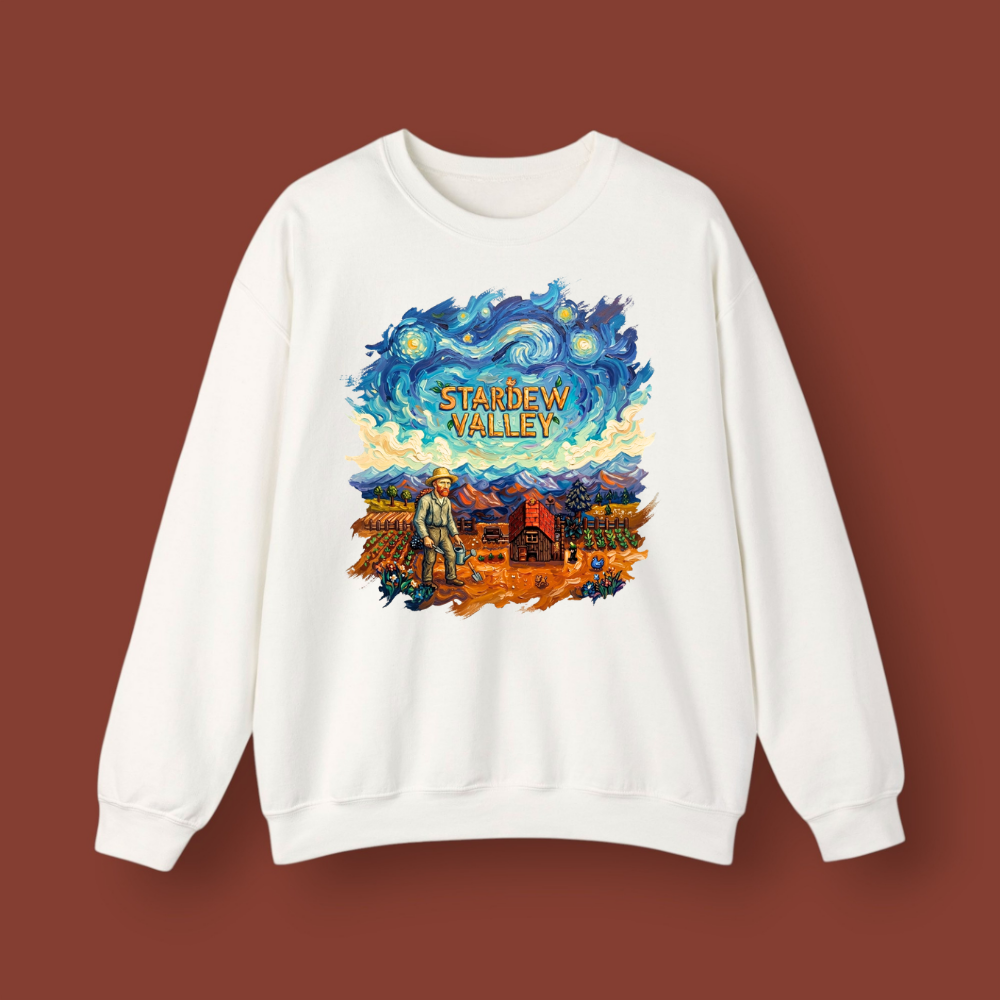Stardew Valley Van Gogh Yıldızlı Gece Hoodie – Sanat ve Oyun Temalı Oversize Sweatshirt