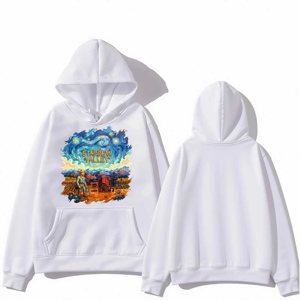 Stardew Valley Van Gogh Yıldızlı Gece Hoodie – Sanat ve Oyun Temalı Oversize Sweatshirt