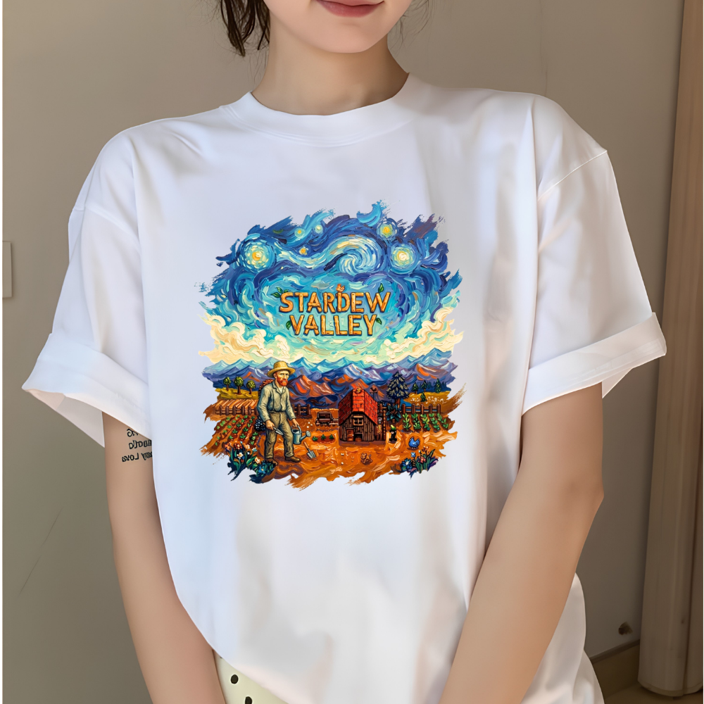 Stardew Valley Van Gogh Yıldızlı Gece Hoodie – Sanat ve Oyun Temalı Oversize Sweatshirt