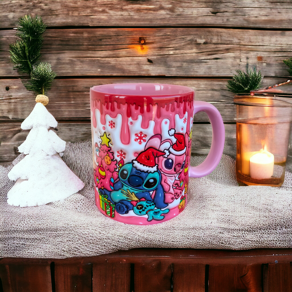 Stitch ve Angel Hediyelik Porselen Kupa- Doğum Günü Hediyesi Ev Ofis Kupası