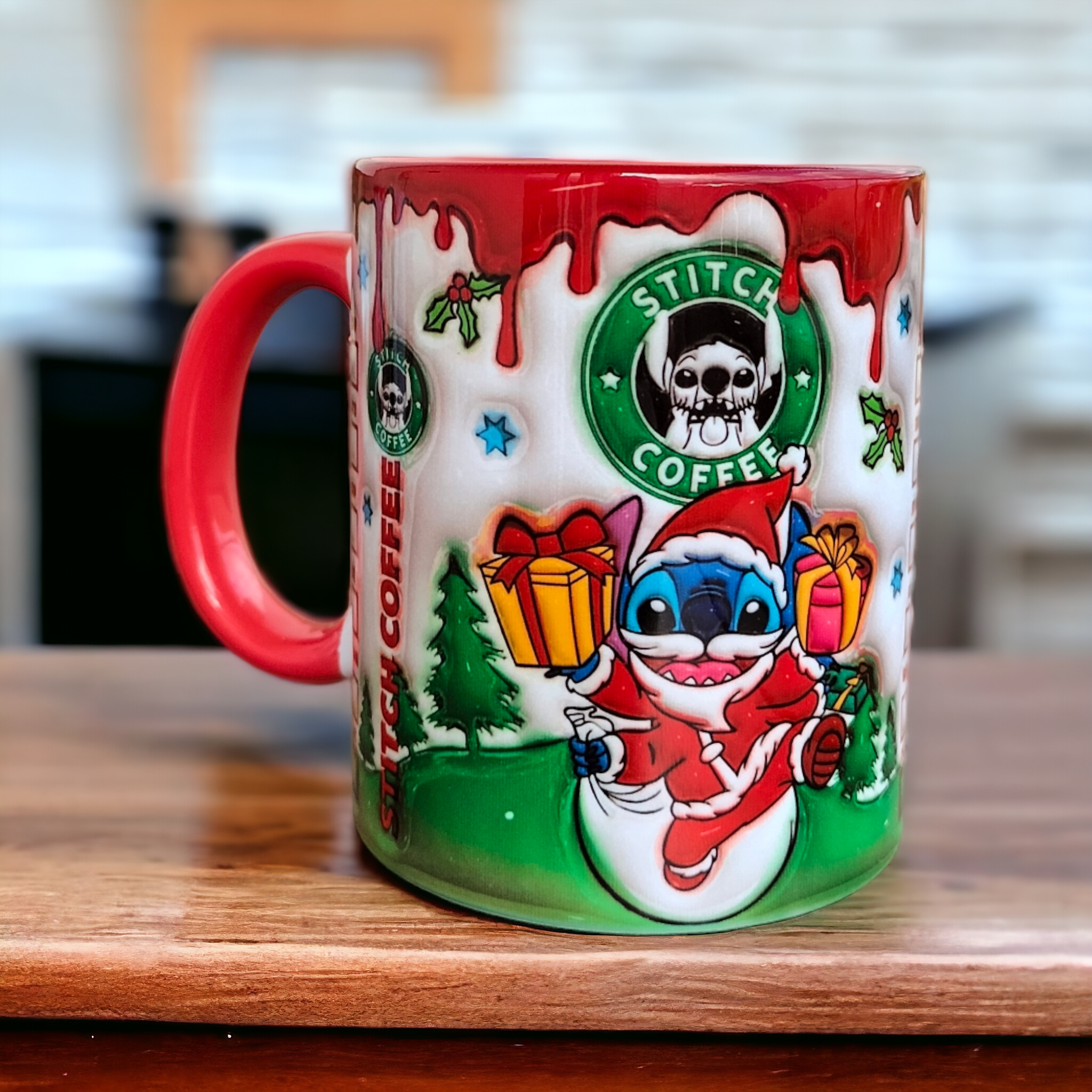 Noel Baba Stitch Tasarım Kupa