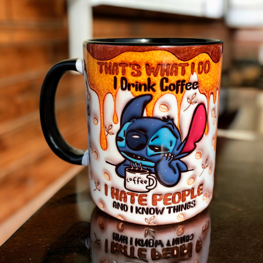 Stitch "I Hate People" Kupa – Eğlenceli ve Şık Tasarım