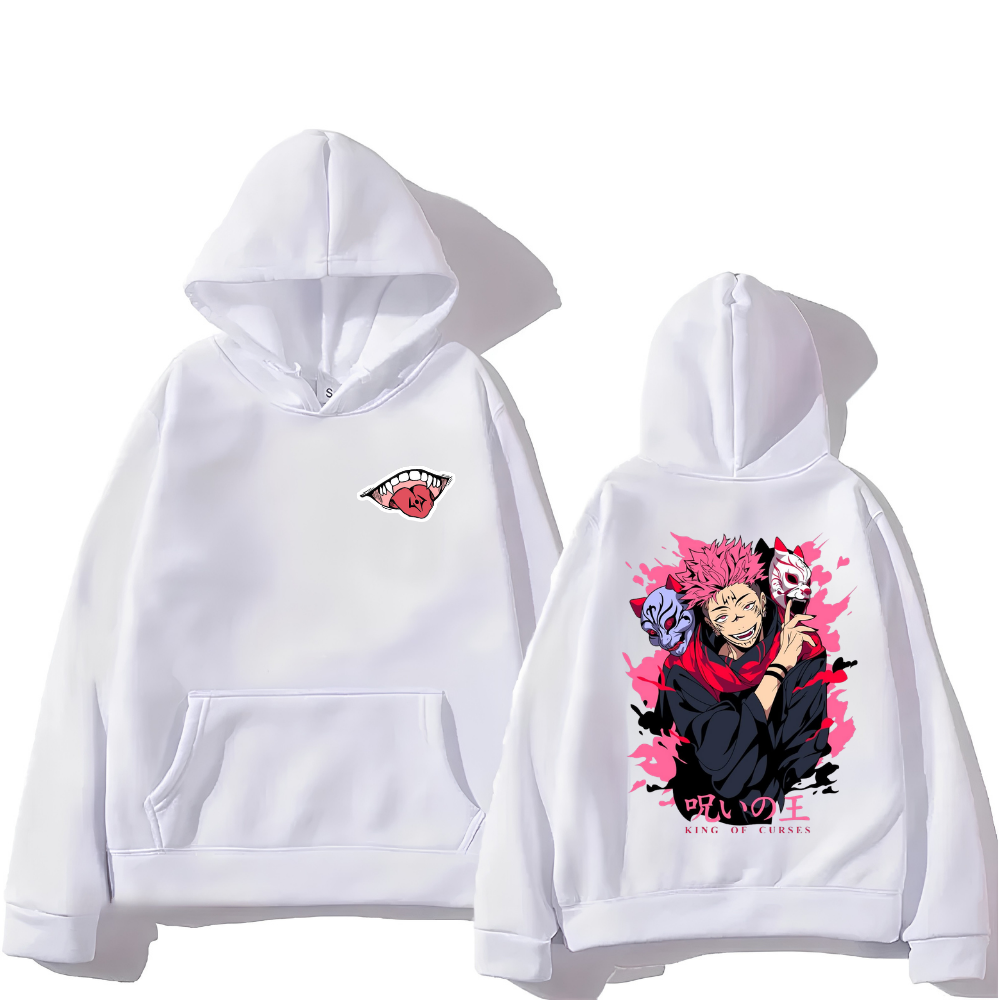 Sukuna Hoodie – Jujutsu Kaisen Anime Baskılı, 3 İplik Şardonlu Premium Kumaş