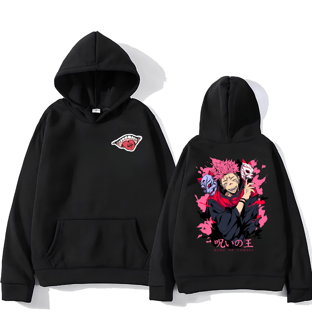Sukuna Hoodie – Jujutsu Kaisen Anime Baskılı, 3 İplik Şardonlu Premium Kumaş