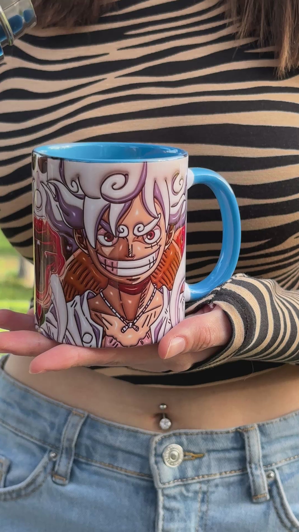 One Piece Luffy Gear 5 Nika Tasarım Porselen Kupa Bardak-Anime Kupa