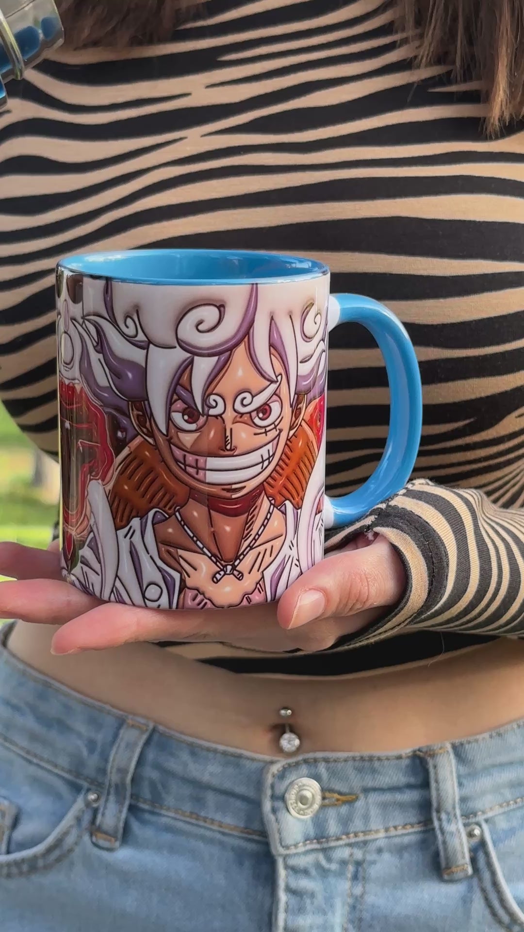 One Piece Luffy Gear 5 Nika Tasarım Porselen Kupa Bardak-Anime Kupa