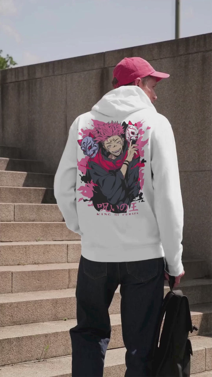 Sukuna Hoodie – Jujutsu Kaisen Anime Baskılı, 3 İplik Şardonlu Premium Kumaş